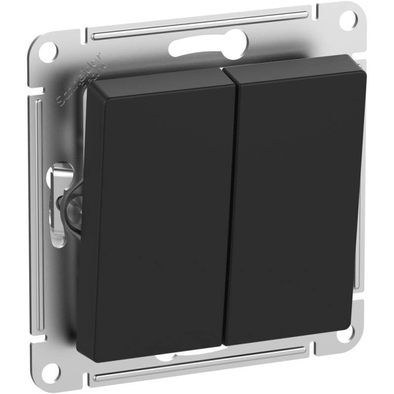 Выключатель 2-клавишный IP44 Systeme Electric серии AtlasDesign Aqua, Сх.5, 10Ах, Механизм, Карбон ATN441051  фото | Capital Power - инженерные системы