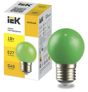LIGHTING Лампа светодиодная декоративная G45 шар 1Вт 230В зеленый E27 IEK LLE-G45-1-230-G-E27  фото | Capital Power - инженерные системы