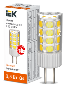 Лампа светодиодная CORN капсула 3,5Вт 230В 3000К керамика G4 IEK LLE-CORN-4-230-30-G4  фото | Capital Power - инженерные системы