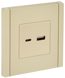 Розетка USB A+C 18Вт FP451 ваниль IEK серии FORTE&PIANO FP-U22-018-K10  фото | Capital Power - инженерные системы