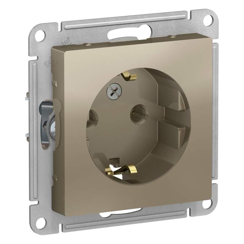 Розетка Systeme Electric серии AtlasDesign С Заземлением, 16А, Механизм, Шампань ATN000543  фото | Capital Power - инженерные системы