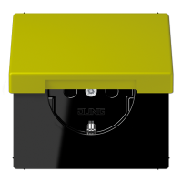 Розетка Jung Les Couleurs® Le Corbusier vert olive vif SCHUKO® с откидной крышкой и со встроенной повышенной защитой от прикосновения LC1520KIKL4320F