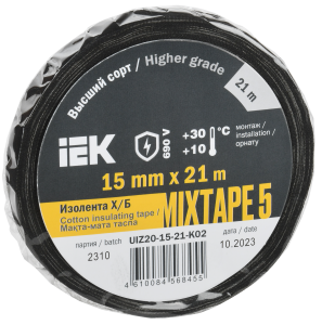 MIXTAPE 5 Изолента Х/Б 15мм 21м IEK UIZ20-15-21-K02  фото | Capital Power - инженерные системы