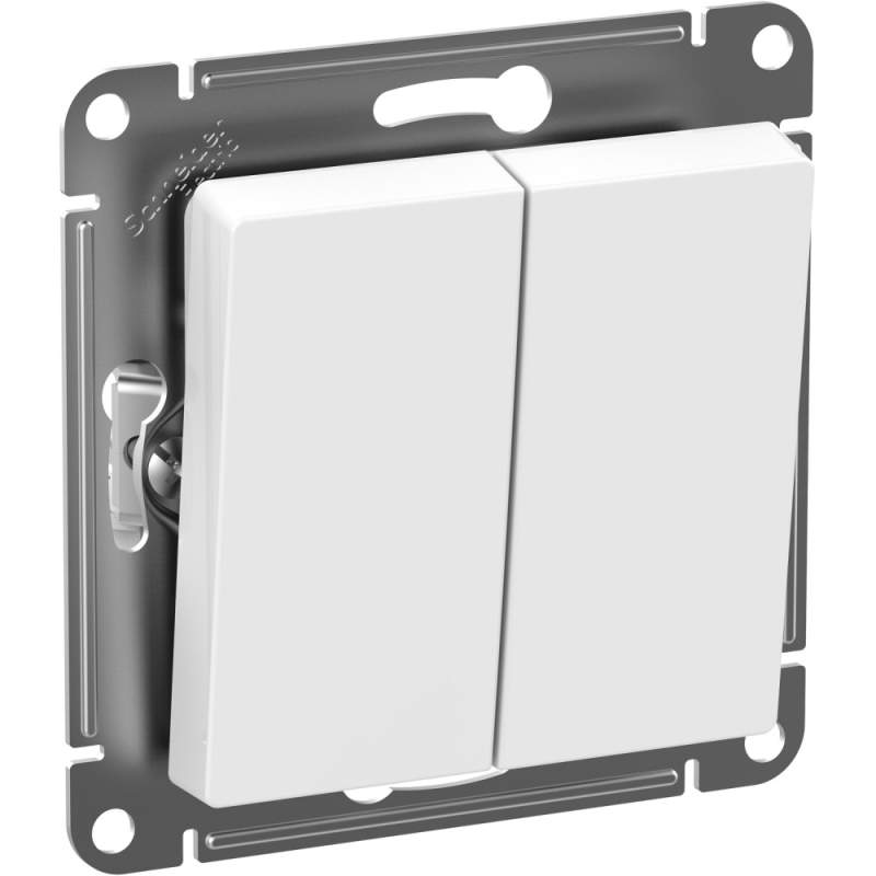 Выключатель 2-клавишный IP44 Systeme Electric серии AtlasDesign Aqua, Сх.5, 10Ах, Механизм, Белый ATN440151  фото | Capital Power - инженерные системы
