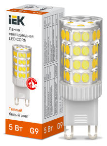 Лампа светодиодная CORN капсула 5Вт 230В 3000К керамика G9 IEK LLE-CORN-5-230-30-G9  фото | Capital Power - инженерные системы