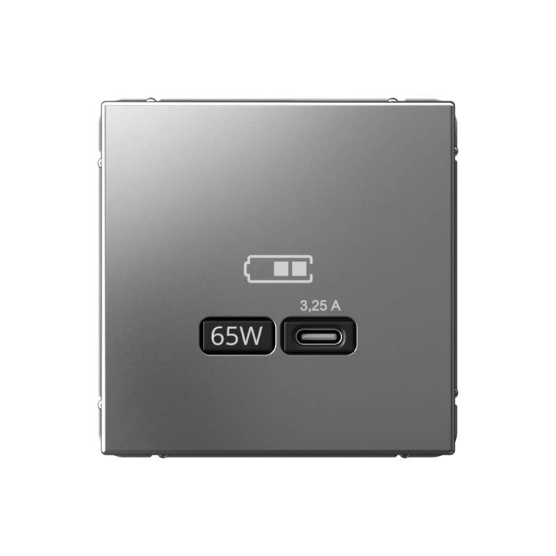 Розетка USB Systeme Electric серии ArtGallery тип-С 65Вт высокоскор.заряд. QC, PD, механизм, СТАЛЬ GAL000927  фото | Capital Power - инженерные системы
