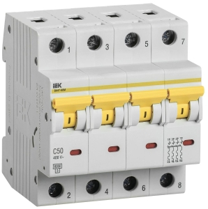 Автоматический выключатель ВА47-60M 4Р 50А 6кА С IEK MVA31-4-050-C  фото | Capital Power - инженерные системы