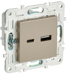 Розетка USB A+C 18Вт SK-R13Sh шампань IEK серии SKANDY SK-U22-018-K37  фото | Capital Power - инженерные системы