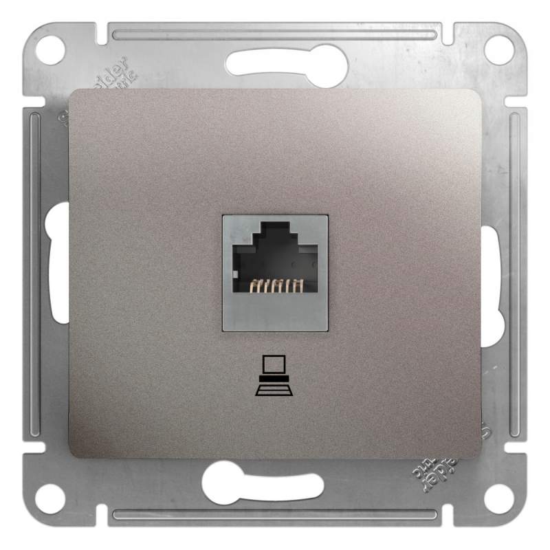 Розетка Systeme Electric серии Glossa компьютерная RJ45 кат.5Е, механизм, ПЛАТИНА GSL001281K  фото | Capital Power - инженерные системы
