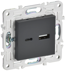 Розетка USB A+C 3,1А SK-R14T титан IEK серии SKANDY SK-U22-D31-K48  фото | Capital Power - инженерные системы