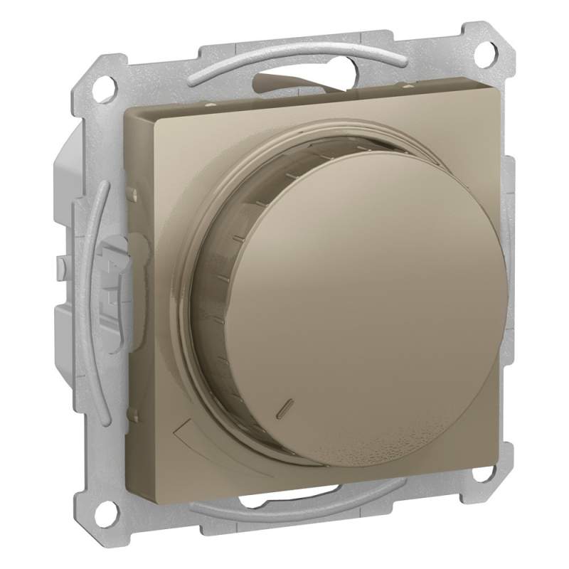Диммер поворотный Systeme Electric серии AtlasDesign, Led, Rc, 400Вт, Мех., Шампань ATN000523  фото | Capital Power - инженерные системы