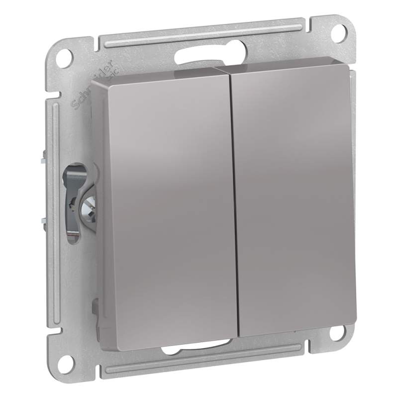 Переключатель 2-клавишный Systeme Electric серии AtlasDesign, Сх.6/2, 10Ах, Механизм, Алюминий ATN000365  фото | Capital Power - инженерные системы