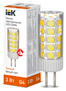 Лампа светодиодная CORN капсула 3Вт 12В 3000К керамика G4 IEK LLE-CORN-3-012-30-G4  фото | Capital Power - инженерные системы