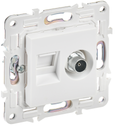 Розетка двойная TV+RJ45 кат.5E SK-A14W арктический белый IEK серии SKANDY SK-AK20-1-K01  фото | Capital Power - инженерные системы