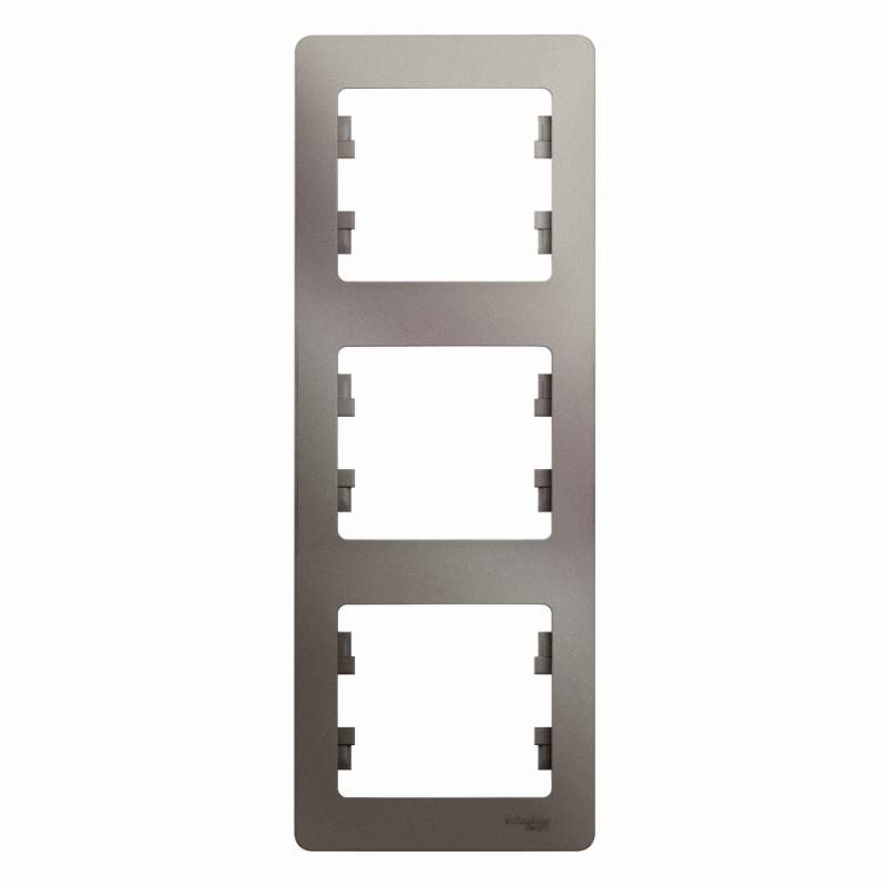 Рамка Systeme Electric серии Glossa 3 поста, вертикальная, ПЛАТИНА GSL001207  фото | Capital Power - инженерные системы