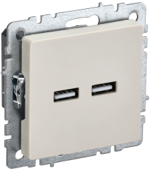 Розетка USB A+A 5В 3,1А РЮ10-1-БрКр бежевый IEK серии BRITE BR-U21-D31-K10  фото | Capital Power - инженерные системы
