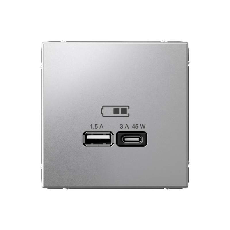 Розетка USB Systeme Electric серии ArtGallery A + тип-C 45Вт высокоскор.заряд. QC, PD, механизм, АЛЮМИНИЙ GAL000329  фото | Capital Power - инженерные системы