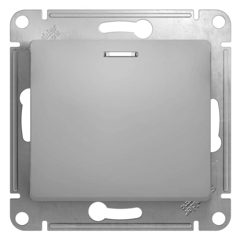 Выключатель с подсветкой Systeme Electric серии Glossa, сх.1а, 10АХ, механизм, АЛЮМИНИЙ GSL000313  фото | Capital Power - инженерные системы