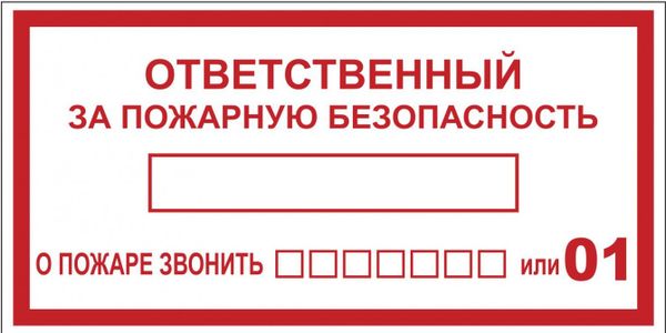 Знак наклейка B03 "Ответственный за пожарную безопасность" (100х200) ГОСТ 12,4,026-2015 EKF PROxima AN-4-05  фото | Capital Power - инженерные системы