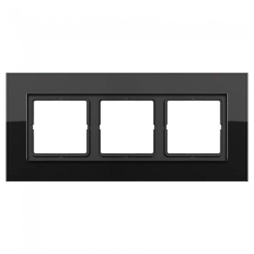Рамка Jung LS Plus Черное стекло 3 поста LSP983GLSW LSP983GLSW  фото | Capital Power - инженерные системы