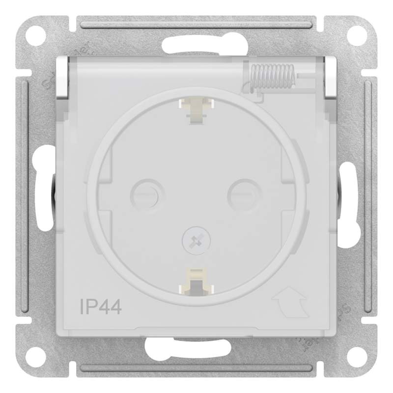 Розетка Systeme Electric серии AtlasDesign Aqua с заземл. Со Шт. С Прозрач. Крышк.,16А, Ip44, Мех,Белый ATN440146  фото | Capital Power - инженерные системы