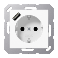 Розетка Jung A серия белая SCHUKO® с 1 USB-портом типа A A1520-18AWW A1520-18AWW  фото | Capital Power - инженерные системы