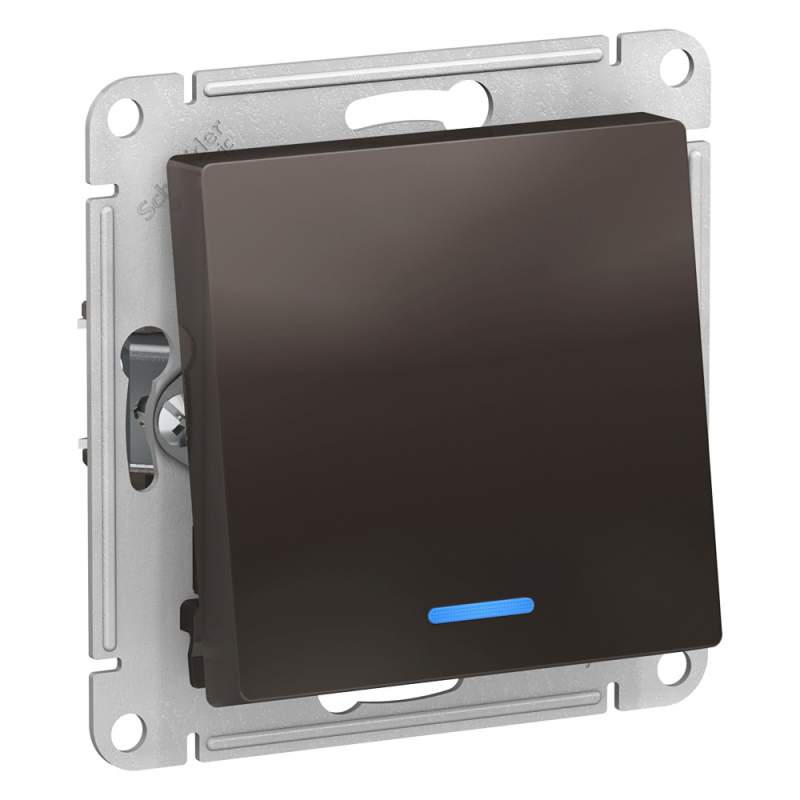 Переключатель с подсветкой Systeme Electric серии AtlasDesign, Сх.6А, 10Ах, Механизам, Мокко ATN000663  фото | Capital Power - инженерные системы