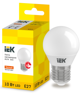Лампа светодиодная ALFA G45 шар 10Вт 230В 3000К E27 IEK LLA-G45-10-230-30-E27  фото | Capital Power - инженерные системы