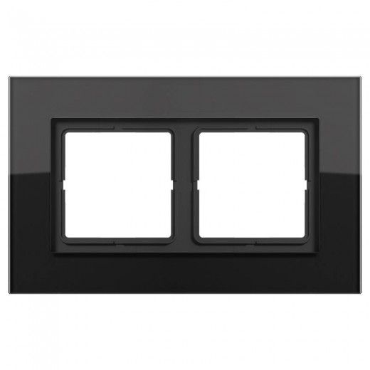 Рамка Jung LS Plus Черное стекло 2 поста LSP982GLSW LSP982GLSW  фото | Capital Power - инженерные системы
