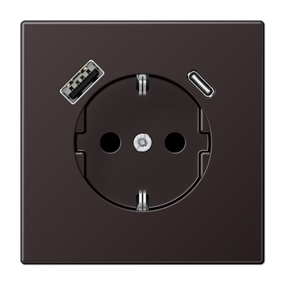 Розетка Jung LS серия Дарк SCHUKO® с USB-интерфейсом с 1 гнездо USB типа A и 1 гнездо USB типа C AL1520-15CAD-L AL1520-15CAD-L  фото | Capital Power - инженерные системы