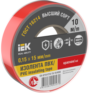 MIXTAPE 7 Изолента 0,15х15мм красная 10м IEK EX-IZ10-C15-15-10-K04  фото | Capital Power - инженерные системы