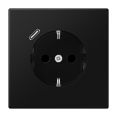 Розетка Jung LS серия матовый чёрный графит SCHUKO® с USB-интерфейсом с 1 USB-портом типа A LS1520-18CSWM LS1520-18CSWM  фото | Capital Power - инженерные системы