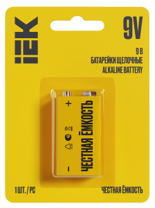 Батарейка щелочная Alkaline 6LR61 9V (1шт/блистер) IEK ABT-6LR619V-OP-L01  фото | Capital Power - инженерные системы