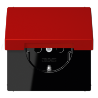 Розетка Jung Les Couleurs® Le Corbusier rouge vermillon 31 SCHUKO® с откидной крышкой и со встроенной повышенной защитой от прикосновения LC1520KIKL32090