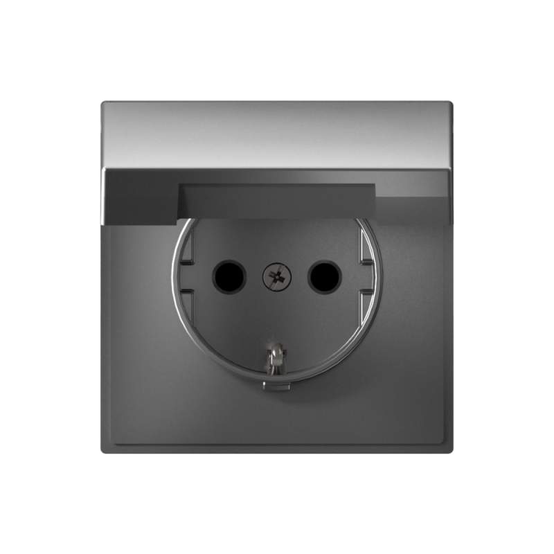Розетка Systeme Electric серии ArtGallery с заземл. со шторк. с крышкой, 16А, IP20, механизм, СТАЛЬ GAL000946  фото | Capital Power - инженерные системы