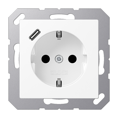 Розетка Jung A серия белоснежный матовый SCHUKO® с 1 USB-портом типа С A1520-18CWWM A1520-18CWWM  фото | Capital Power - инженерные системы