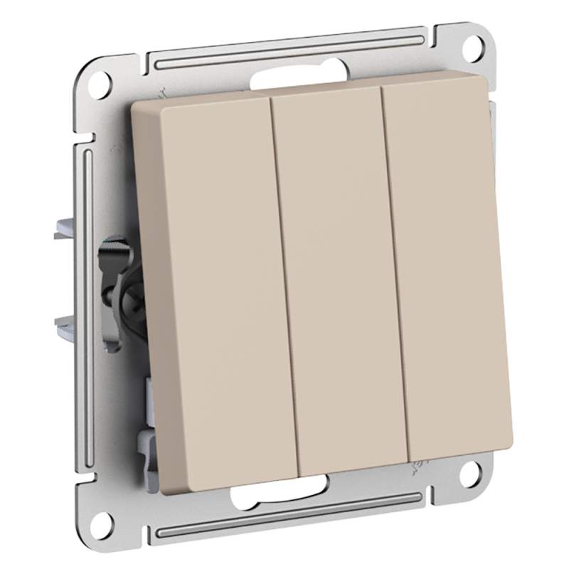 Выключатель 3-клавишный Systeme Electric серии AtlasDesign, Сх.1+1+1, 10Ах, Механизм, Песочный ATN001231  фото | Capital Power - инженерные системы